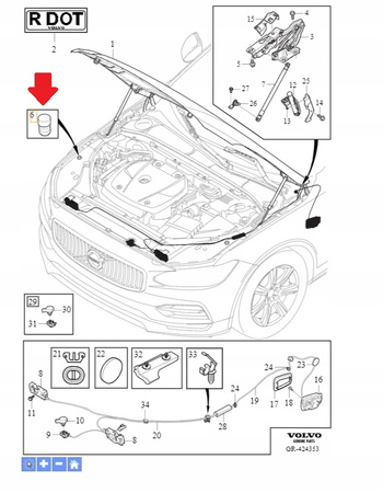 GUMA ODBOJNIK ODBÓJ MASKI VOLVO XC40 XC90 2016- V60 S60 19- OE 31402320