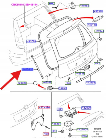 SIŁOWNIK KLAPY TYŁ FORD FIESTA 2002- 2008 OE 1460415 _ 2S51-B406A10-AD