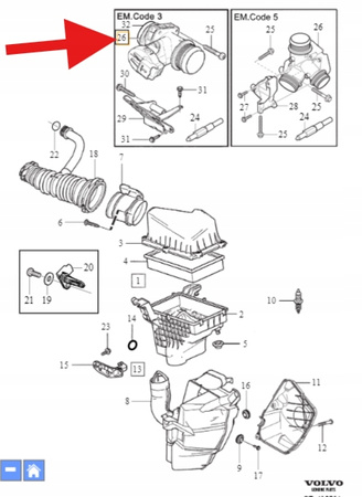 PRZEPUSTNICA 1.6 D4 VOLVO V50 2005- OE 31480848