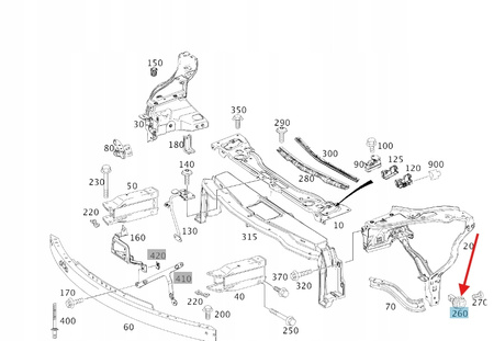 UCHWYT ŚLIZG ZDERZAKA PRZÓD MERCEDES C W204 W205 OE A2188800430
