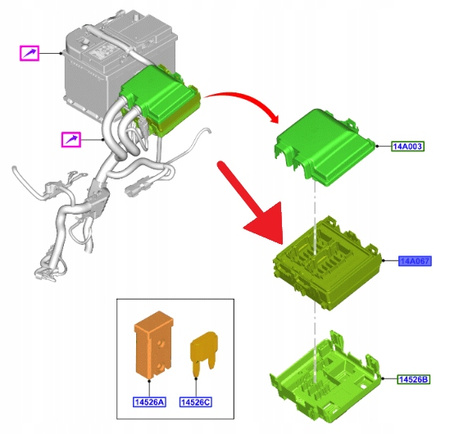 SKRZYNKA BEZPIECZNIKÓW FORD FOCUS Mk4 2018- OE 2434800 _ JX6T-14D068-BE
