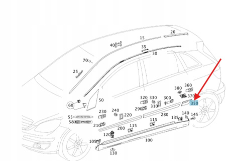 LISTWA TYLNA LEWA NA BŁOTNIKA MERCEDES B klasa W245 OE A1696904062