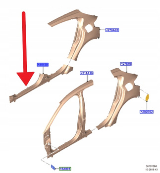 PRÓG SŁUPEK LEWY FORD FOCUS Mk4 2018- OE 2206859 _ JX7B-A10131-AA