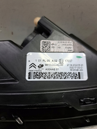 ŚWIATŁO DO JAZDY DZIENNEJ LED PRAWE CITROEN C3 OE 9823312980