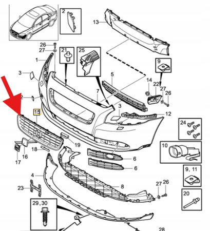 ATRAPA GRILL ZDERZAKA PRZÓD VOLVO S40 V50 2008- R-DESIGN OE 30744914