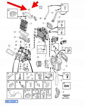 PRZEWÓD WYLOTOWY NAGRZEWNICY VOLVO XC90 XC60 OEM/OE 31404463
