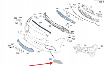 LEWA KRATKA ZAŚLEPKA ZDERZAKA PRZÓD MERCEDES C klasa W205 OE A2058850723