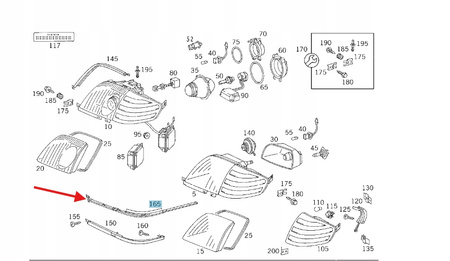USZCZELKA LAMPY PRAWA PRZEDNIA MERCEDES SL W129 OE A1298261080