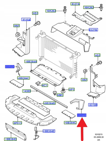 DEFLEKTOR POWIETRZA PRAWY FOCUS RS 2002-2004 OE 1227877 _ 2M5O-8B407-AA