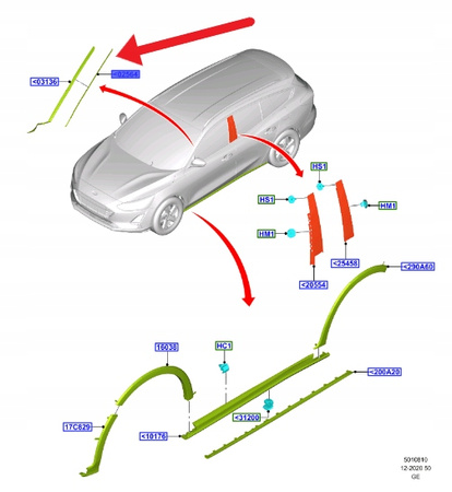 LISTWA SZYBY CZOŁOWEJ LEWA FORD FOCUS 2018- OE 2444007 _ JX7B-A03179-BA