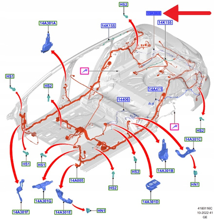 WIĄZKA PDC PARKOWANIA TYŁ FOCUS KOMBI 2019- OE 2443350 _ JX6T-15K868-GBAF