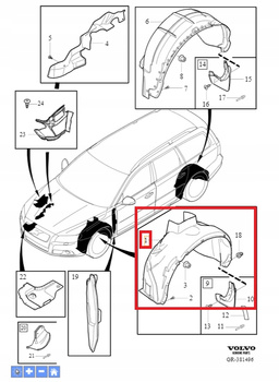 Nadkole przednie lewe Volvo XC70 (08-16)