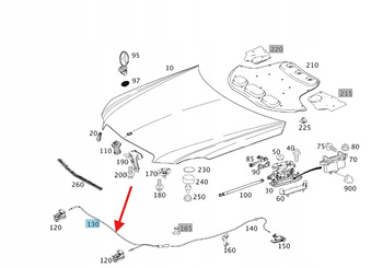 CIĘGNO LINKA OTWIERANIA ZAMKA MASKI MERCEDES E W212 CLS W218 OE A2128800559