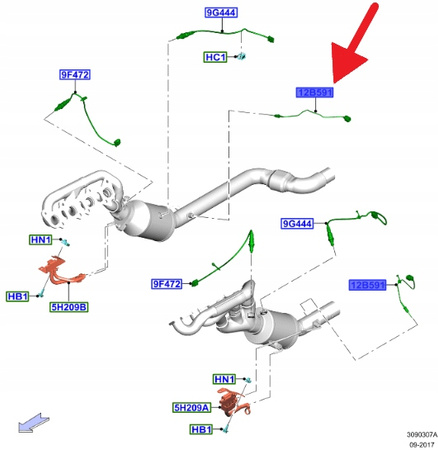 CZUJNIK TEMPERATURY KATALIZATORA MUSTANG 2017- OE 2181980 _ JR3A-12B591-CB