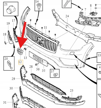 EMBLEMAT KRATKA NA GRILL PRZÓD VOLVO XC90 2020- OE 31698398