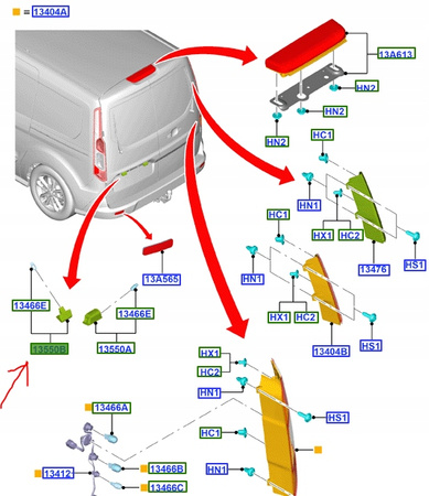 ŚWIATŁO TABLICY REJESTR FORD TOURNEO CONNECT_1807855_DT11-13550-AA