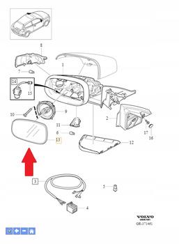 Wkład lusterka Volvo OE 30716479