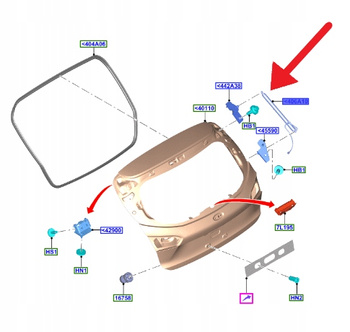 SIŁOWNIK KLAPY L P FORD FOCUS KOMBI 2018- OE 2707421 _ JX7B-N406A10-AC