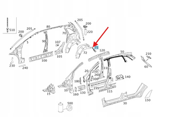 ZAKOŃCZENIE NADKOLA LEWY TYŁ MERCEDES A W169 B W245 OE A1696371136