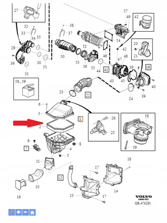 Filtr powietrza Volvo S90, V90, XC90 OE 31370089