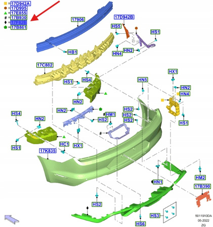 DYFUZOR TYŁ FORD MUSTANG MK6 2018- 2021 OE 2263535 _ KR3B-17F954-CA5YZ9