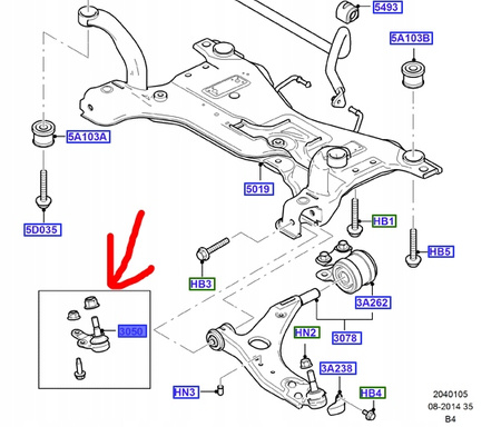 SWORZEŃ WAHACZA PRZÓD DOLNY FORD FOCUS Mk2 _1234382_3M51-3K209-AA