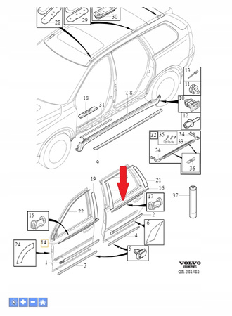 Listwa szyby tył prawa OE 30753853