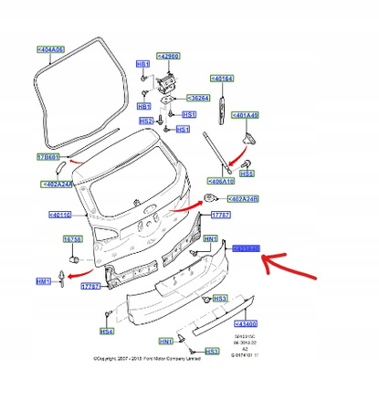 BLENDA KLAPY TYŁ MONDEO Mk4 Kombi 2007-2010 1488743 _ 7S71-N423A40-BAXWAA