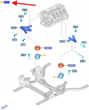 PODUSZKA SILNIKA 5.0 V8 FORD MUSTANG MK6 2015- OE 5271794 _ FR3C-6038-FA
