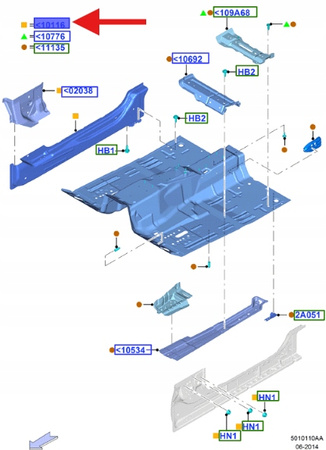 BELKA POPRZECZNA PRAWA FORD MUSTANG 2017- 2023- 2126825 _ JR3B-6310114-AA