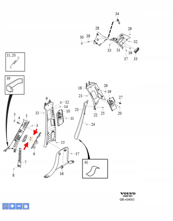LEWA KRATKA NAWIEWU SŁUPEK A VOLVO XC90 2016- V90 S90 OEM/OE 39829947