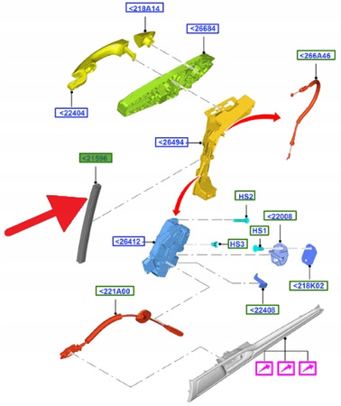 PROWADNICA SZYBY DRZWI TYŁ FORD MONDEO 2014- OE 5236220 _ DS73-F21510-BB