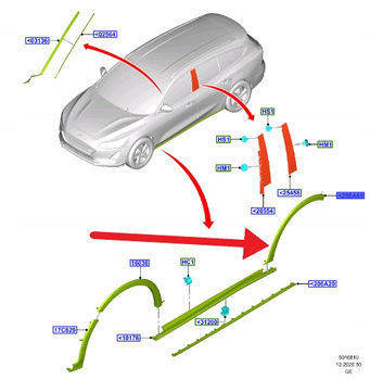 LISTWA BŁOTNIKA PRAWY TYŁ FOCUS HATCHBACK 2018- OE 2472069 _ JX7B-286D02-AE