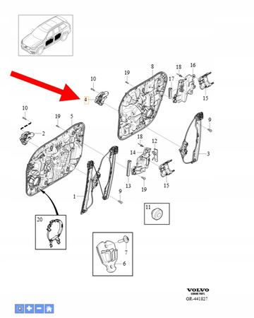 MECHANIZM PODNOSZENIA SZYB LEWY TYŁ VOLVO XC90 2016- XC60 OEM/OE 31349758