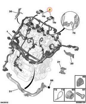 WIĄZKA PRZEWODÓW WTRYSKIWACZA CITROEN C4 C5 C8 DS4 DS5 JUMPY OE 658557
