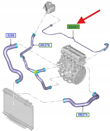 PRZEWÓD CHŁODZENIA WODY FORD BMAX FIESTA 08- KA+ OE 1826328 _ 8V21-8C012-AG