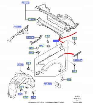 BŁOTNIK PRZÓD RH FORD MONDEO Mk4 2007-2014 1702313 _ P7S71-16005-AB