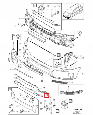 LISTWA ZDERZAK VOLVO XC90 2003- OE _ 31323585