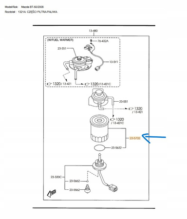 Filtr paliwa - Mazda BT-50 UN_WE0113ZA5 9A