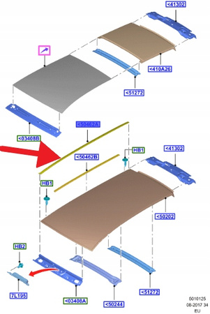 LISTWA DACHOWA PRAWA FORD C-MAX Mk2 2010- OE 1785928 _ AM51-R50462-AC