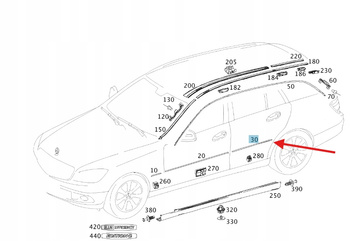 PRAWA LISTWA CHROMOWANA DRZWI TYŁ MERCEDES C klasa W204 OE A2047300280