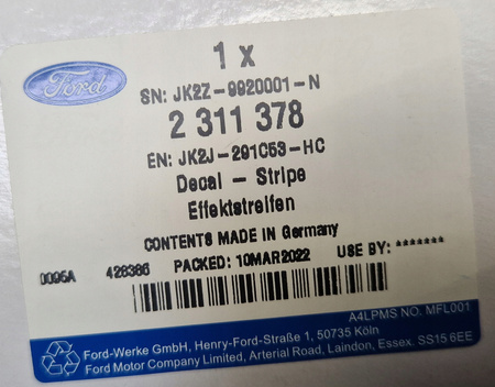 NAJLEJKA NA BŁOTNIK LEWY TYŁ FORD TOURNEO CUSTOM_2311378_JK2J-291C53-HC