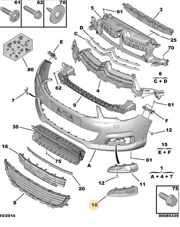 NAKŁADKA OZDOBNA PRZEDNIA ZDERZ LEWO CITROEN C4 OE 745363