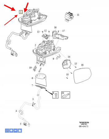 LUSTERKO WSTECZNE ZEWNĘTRZNE LEWE VOLVO XC90 2016- OEM/OE 31385636