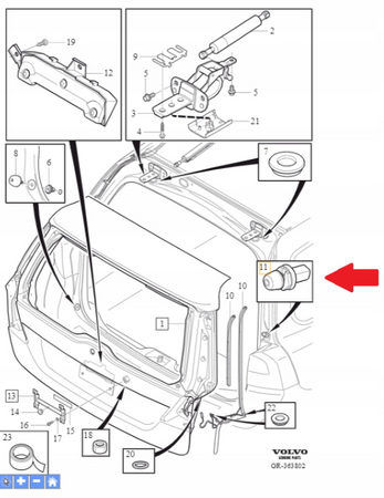 ODBÓJ KLAPY TYŁ VOLVO XC60 2009- XC70 2008- S40 S60 S80 OE 31371523