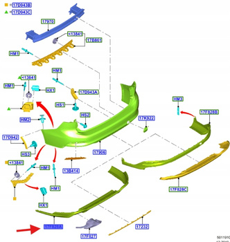 SPOILER ZDERZAKA TYŁ FORD FOCUS KOMBI 2018- 2303784 _ JX7B-17F954-XAPRAA