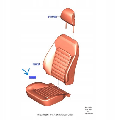 Poszycie poduszki siedzenia - Ford Mondeo Mk5 _ 2262119 _ HS73-F62901-LA1F0I