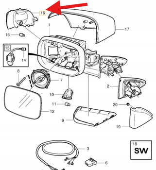 KIERUNKOWSKAZ LUSTERKA PRAWY VOLVO XC90 2007- XC70 2008- OE 31111814