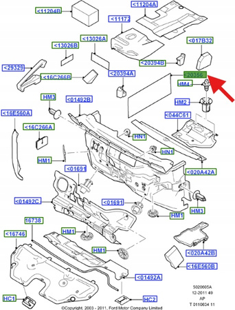IZOLACJA PŁYTY DRZWI PRZÓD FOCUS 1998- 11 OE 1344707 _ 3M51-R20356-AC
