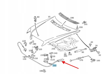 LINKA OTWIERANIA MASKI MERCEDES C klasa W203 CLK W209 OE A2038800459